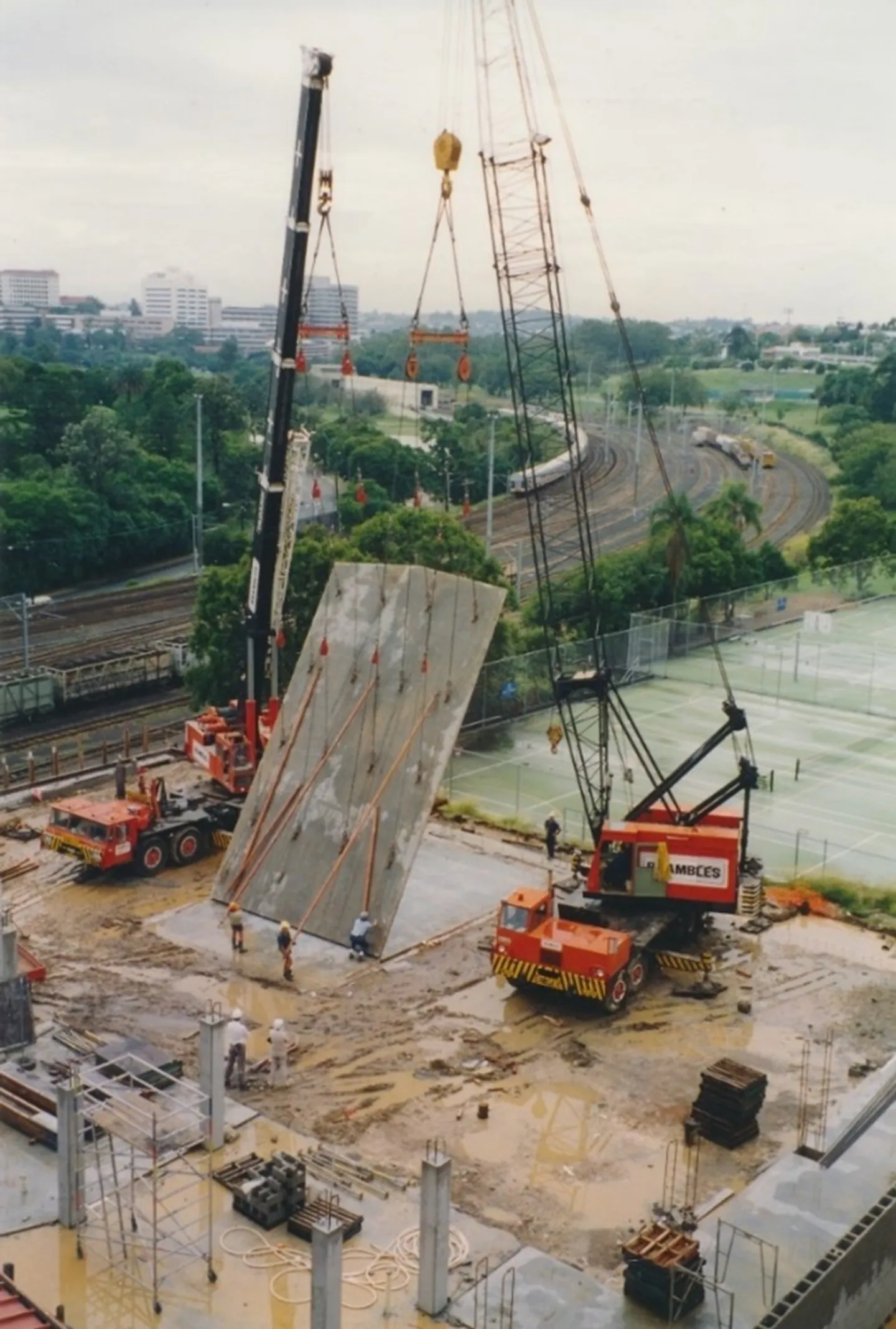 1994 construction of the climbing wall section of the McCrae Grassie Sports Centre