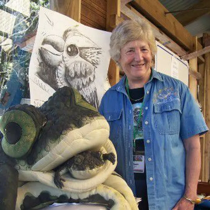 Jill in her Poolhouse Studio, where she ran workshops for school children for over 25 years.  