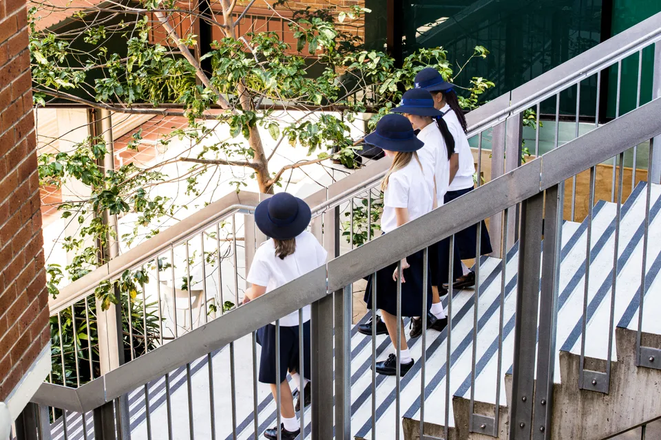 Girls on stairs